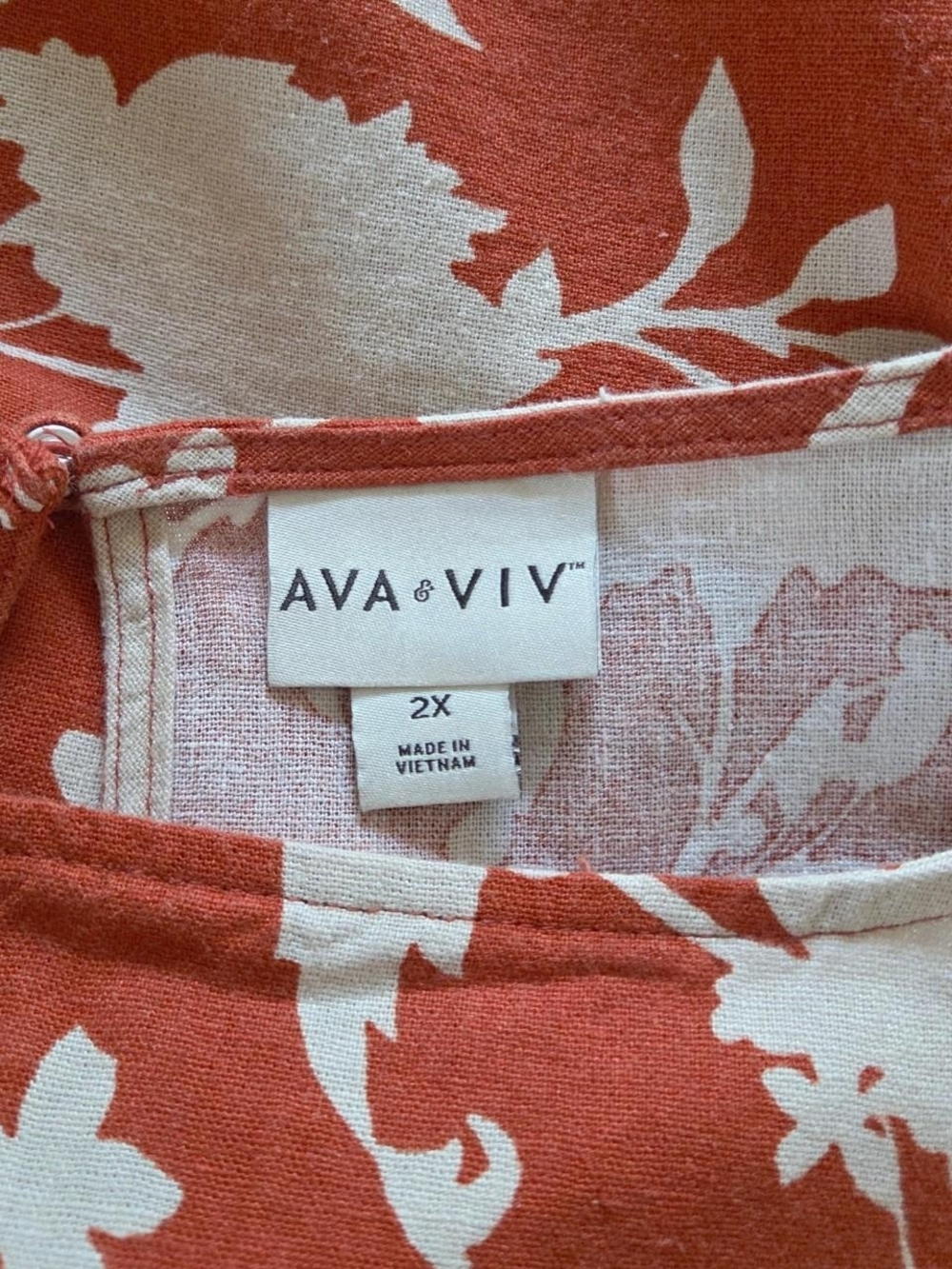 Ava & Viv boho floral midi shift dress linen blend orange Size: 2XL - Picture 7 of 8